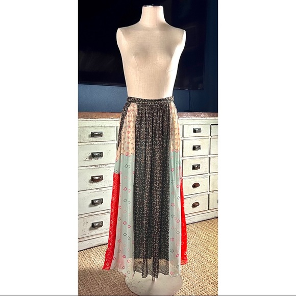 Anthropologie Verb by Pallavi Singhee Margot Patchwork Shimmer Maxi Skir… - Picture 5 of 16